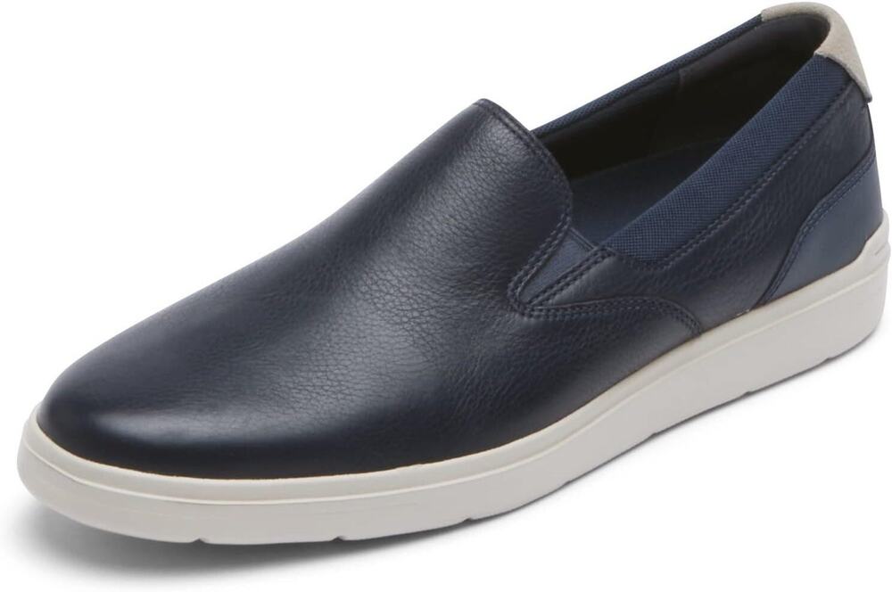 Rockport Men's Total Motion Court Slipon Navy Leather Sneakers Size 9.5 M